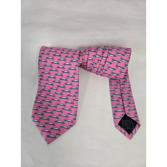 Robert Jensen Bench Made 100% Silk Tie Pink With Turtles 58in L 3.5in W Preppy - Picture 1 of 5